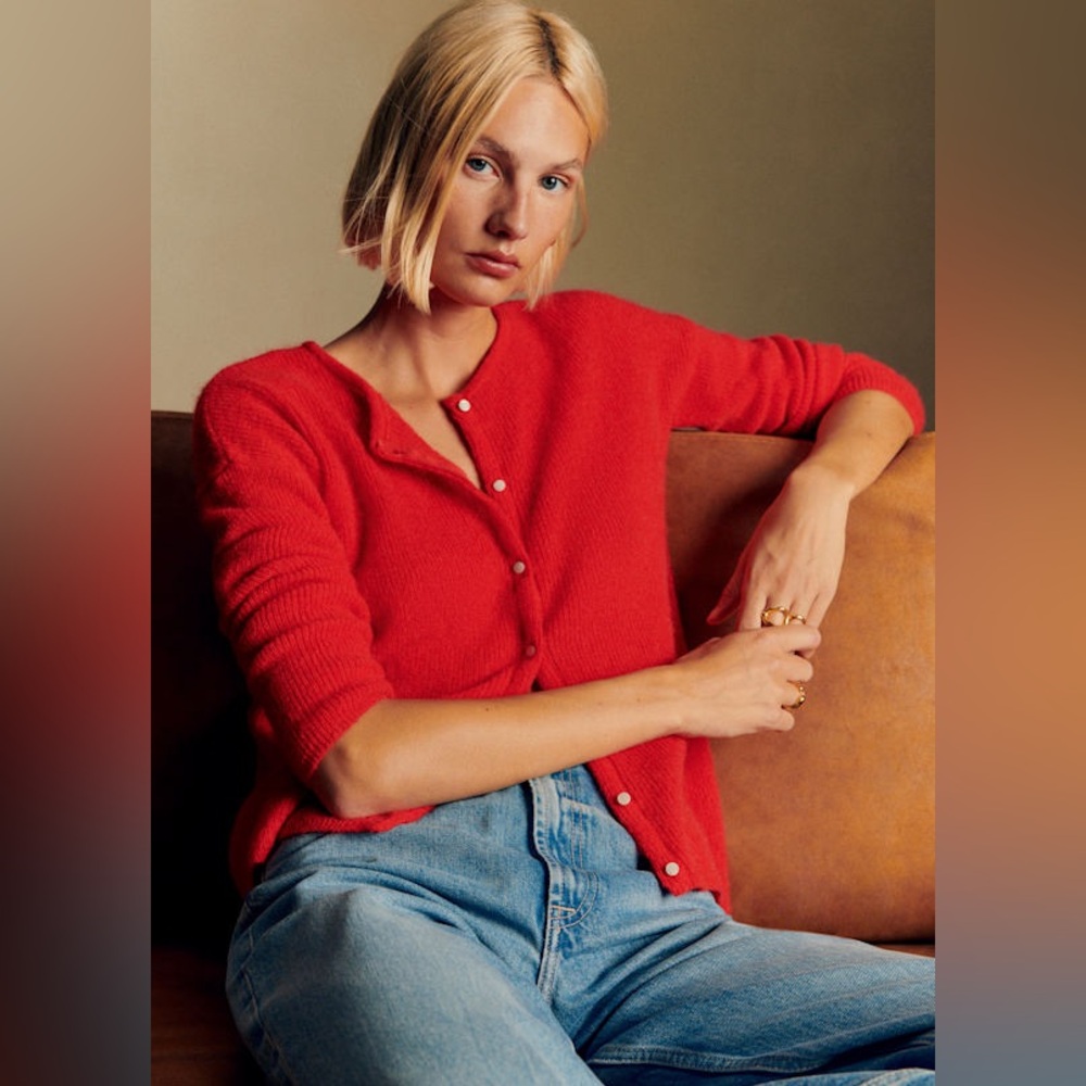 SEZANE Gaspard Cardigan in Red XS